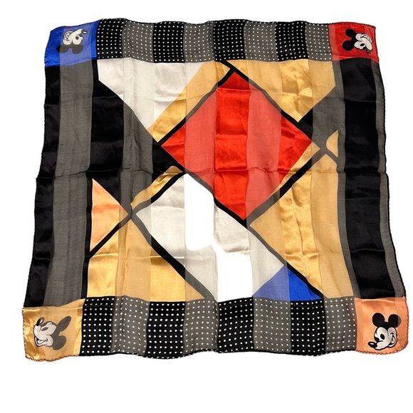 100% Silk Mickey Mouse Scarf - Picture 1 of 7